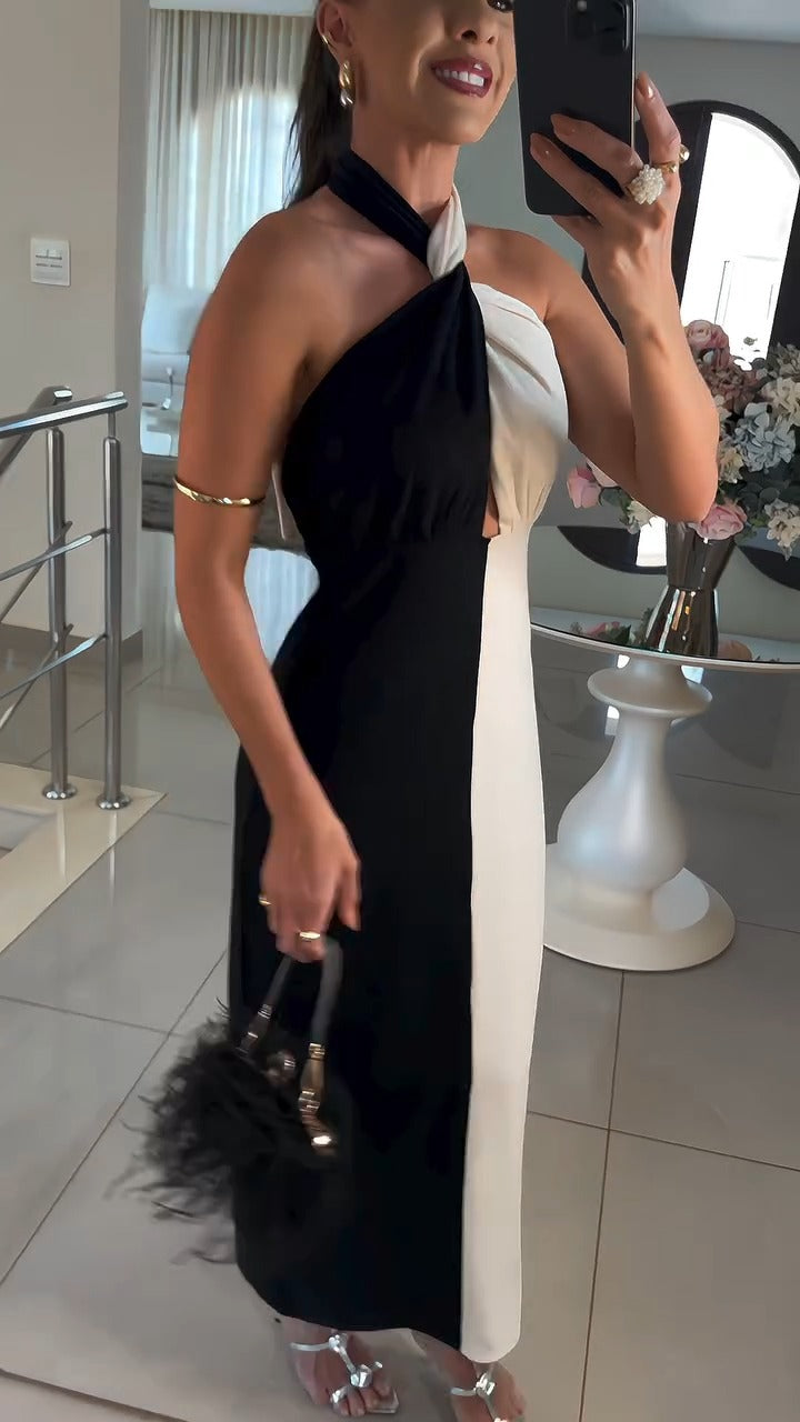 Vestido Glamour P&B – Charme e Sofisticação em Um Toque Atemporal