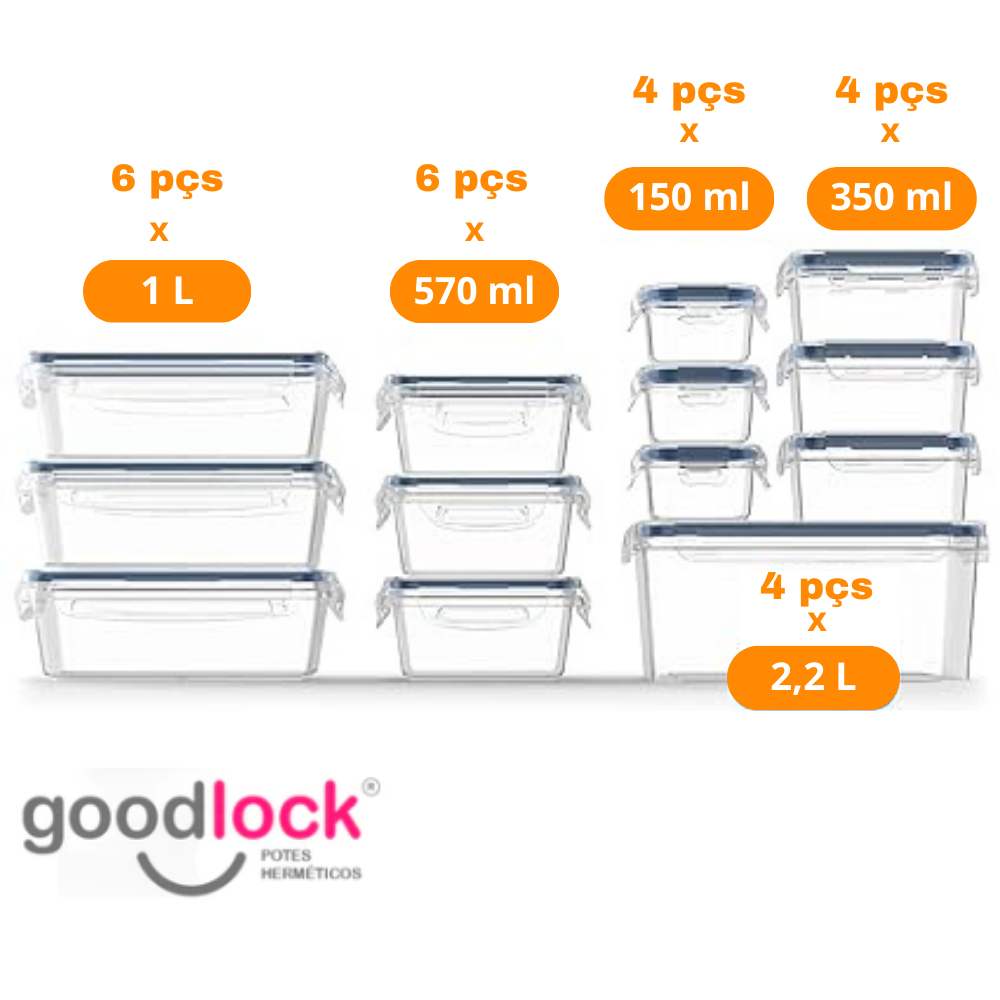 [PRÉ-BLACK FRIDAY] Goodlock™ - Kit 24 Potes Herméticos de Vidro  + (Brindes Exclusivos)