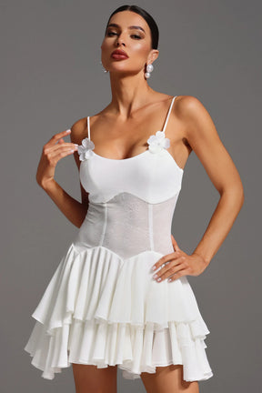 Natalya Sleeveless Flounce Flowers Mini Dress