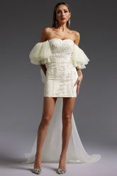 Emma Off-the-Shoulder Sequin Streaking Mini Dress