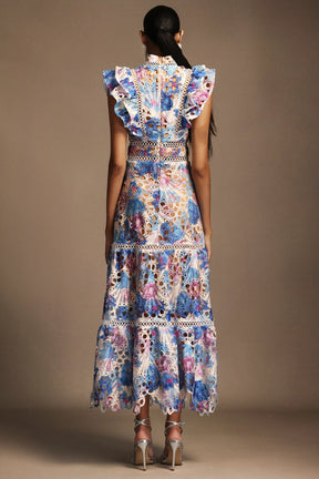 Nani Sleeveless Printed Lace Maxi Dress