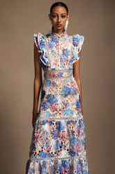 Nani Sleeveless Printed Lace Maxi Dress