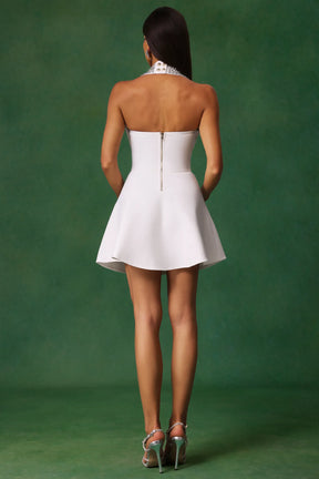 Yuyo Halter Sleeveless Diamond Mini Dress