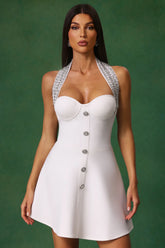 Yuyo Halter Sleeveless Diamond Mini Dress