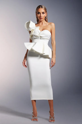 Luysa One Shoulder Asymmetry Midi Set
