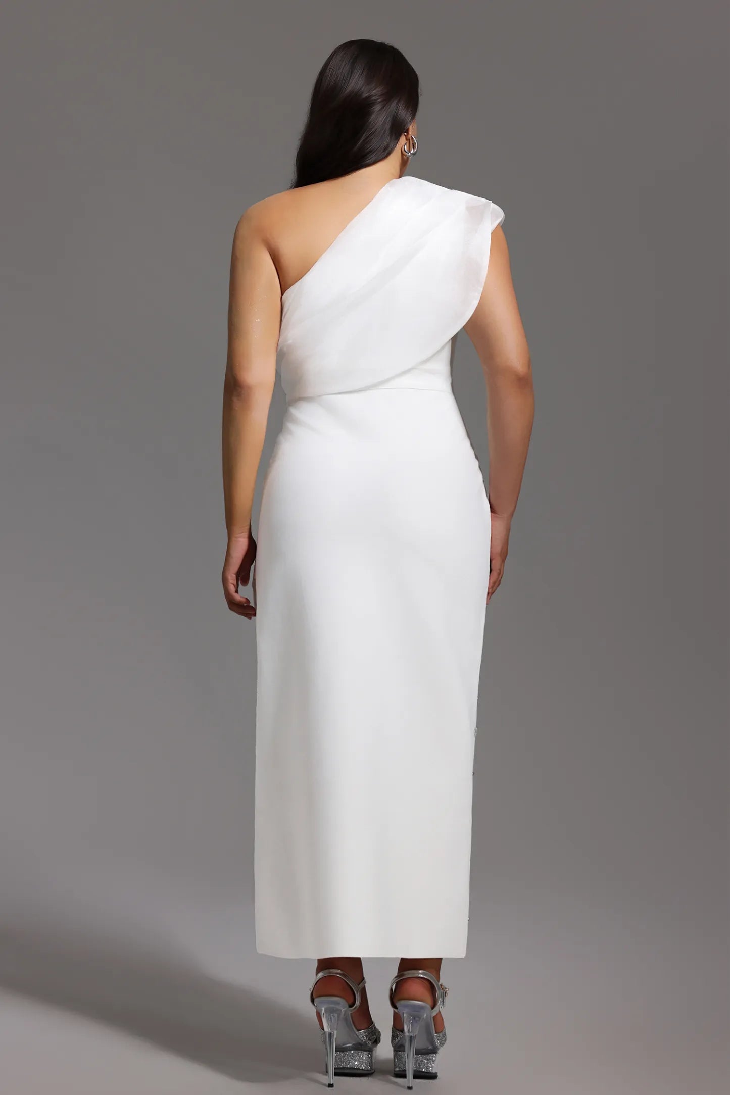 Pana One Shoulder Diamond Slim Bandage Maxi Dress