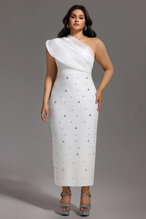 Pana One Shoulder Diamond Slim Bandage Maxi Dress