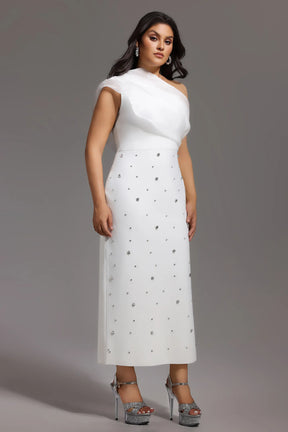 Pana One Shoulder Diamond Slim Bandage Maxi Dress