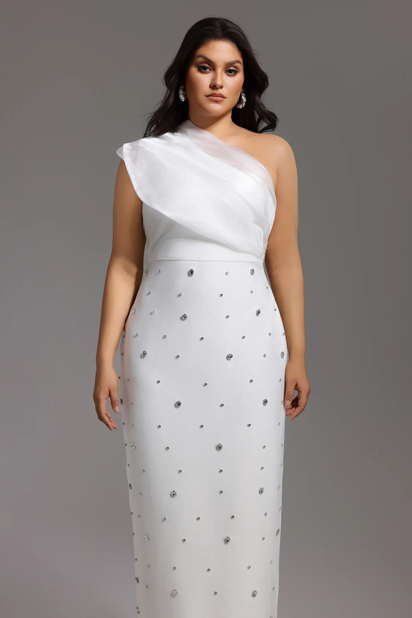 Pana One Shoulder Diamond Slim Bandage Maxi Dress