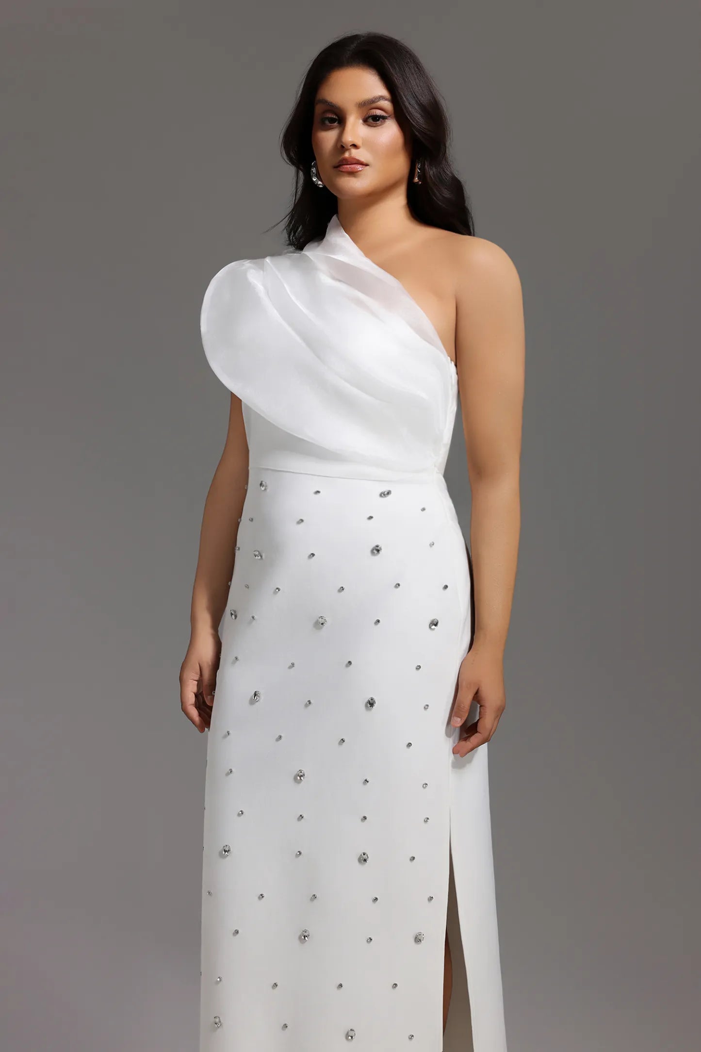 Pana One Shoulder Diamond Slim Bandage Maxi Dress