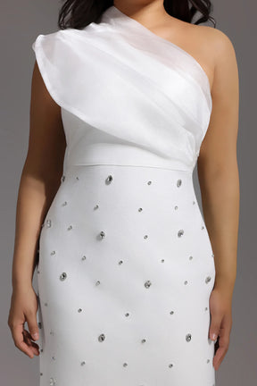 Pana One Shoulder Diamond Slim Bandage Maxi Dress