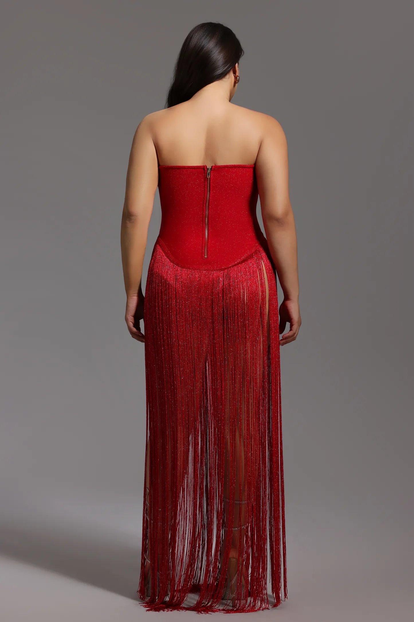 Valentina Strapless Fringe Dress