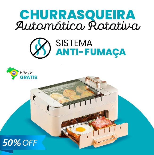 Churrasqueira Automática Rotativa 3 em 1 + Frete Grátis