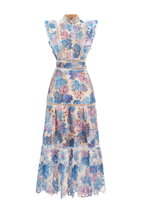 Nani Sleeveless Printed Lace Maxi Dress