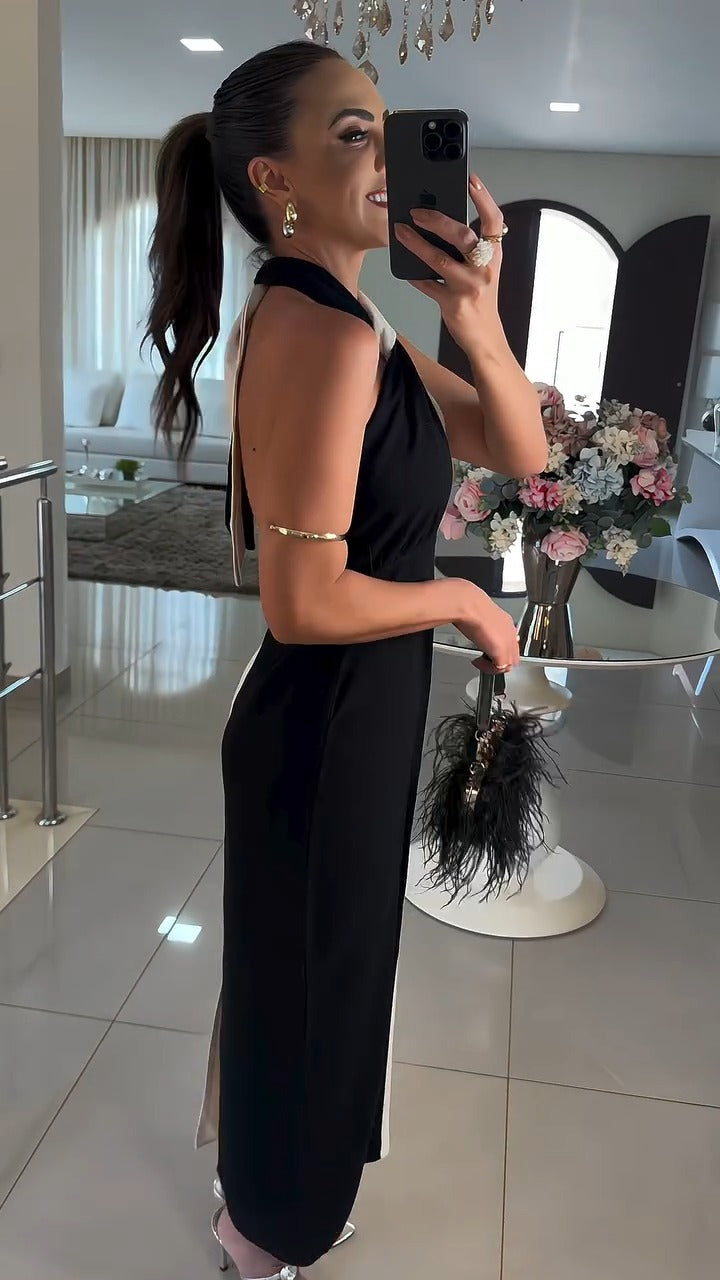 Vestido Glamour P&B – Charme e Sofisticação em Um Toque Atemporal
