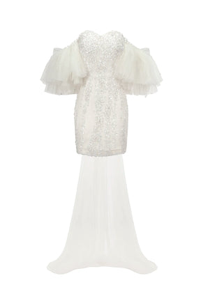 Emma Off-the-Shoulder Sequin Streaking Mini Dress
