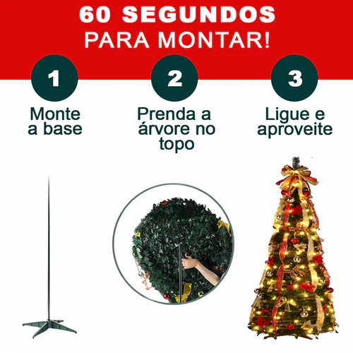 [FRETE GRÁTIS] Árvore de Natal Retrátil + BRINDE EXCLUSIVO